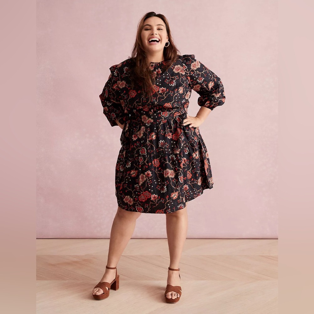 Lane Bryant Button-Down Bodice Belted Tiered Fit & Flare Dress Size 20